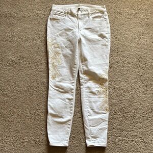 Women's White Embroidered Jeans